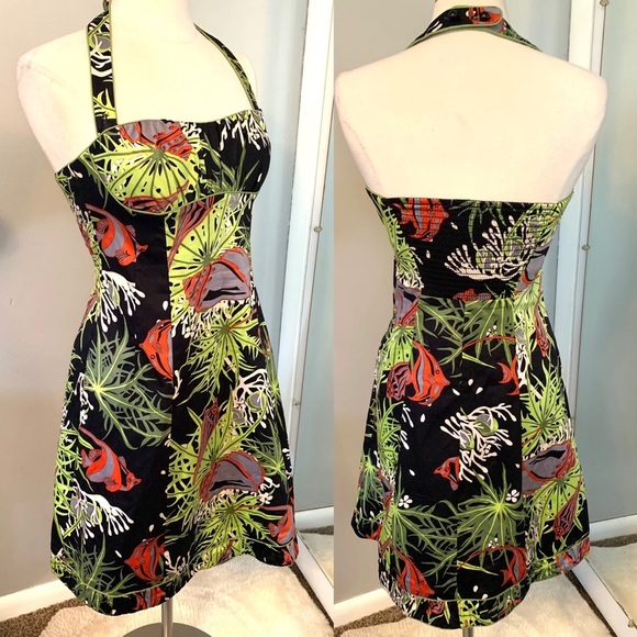 Tropical Print Halter dress sleeveless Small 6 Spring Summer Nanette Lepore - Picture 14 of 14